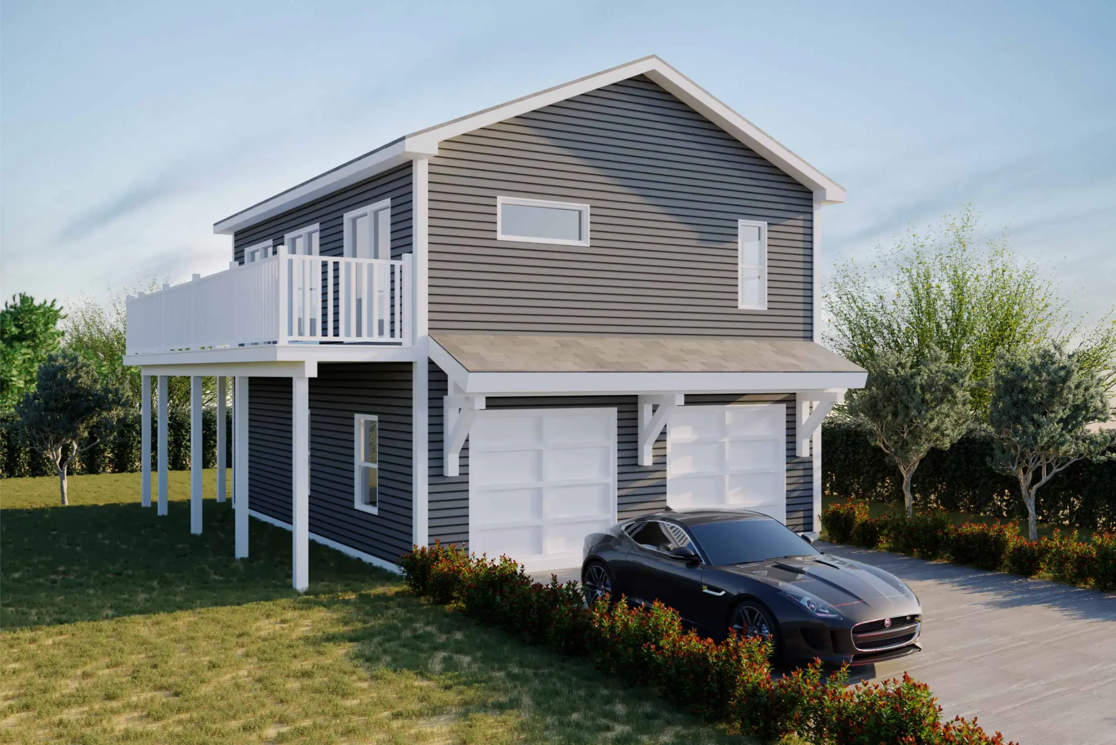 3D visualization showing commercial building exterior