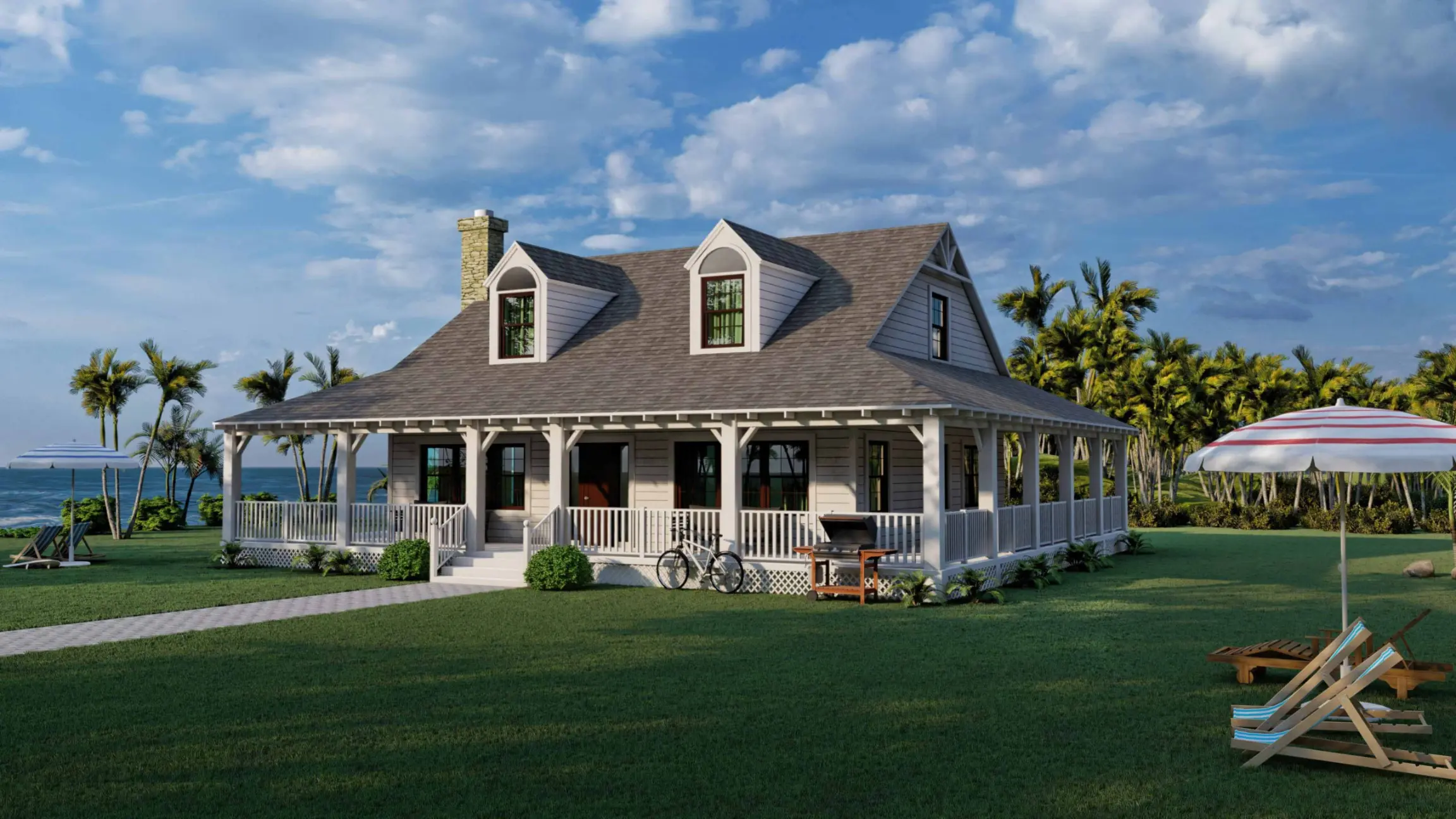 3D rendering showing building exterior at different angles