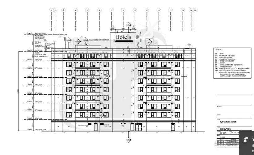 Architectural construction drawing showing section and layout