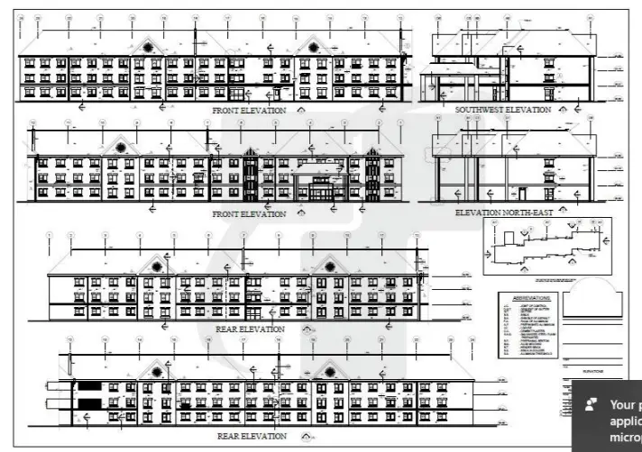 Architectural construction drawing detailing wall and opening placement