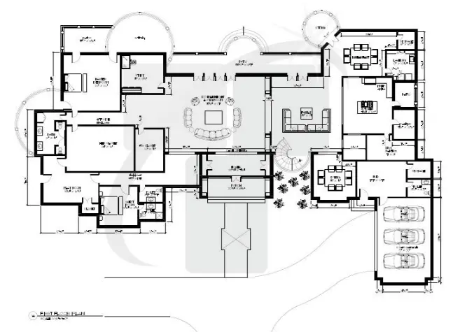 Architectural construction drawing showing structural coordination
