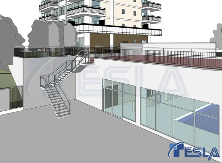 Architectural BIM Model Showing Complex Building Geometry