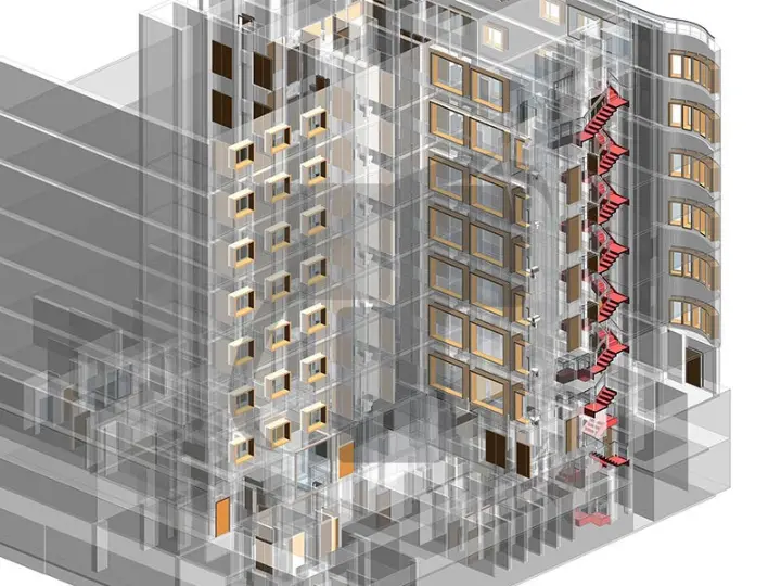 Architectural BIM Model Showing Staircase And Vertical Circulation