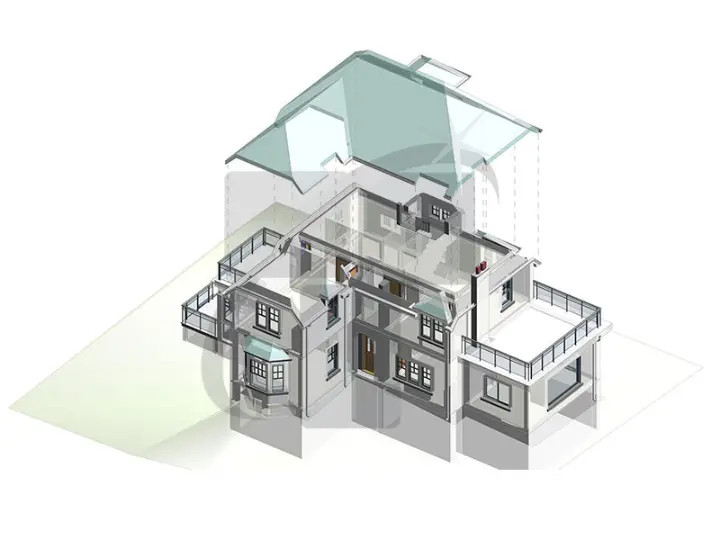 Architectural BIM Model Showing Architectural Design And Detailing