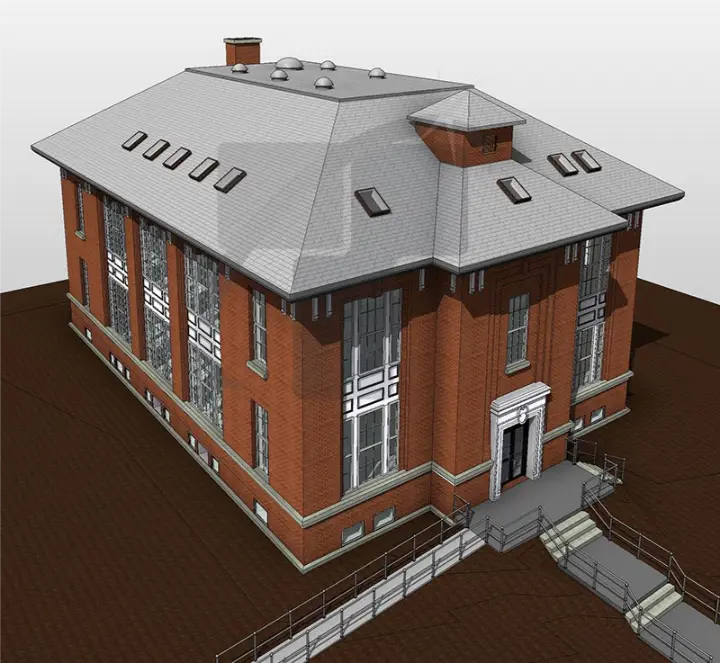 Architectural BIM Model Showing Exterior Perspective View