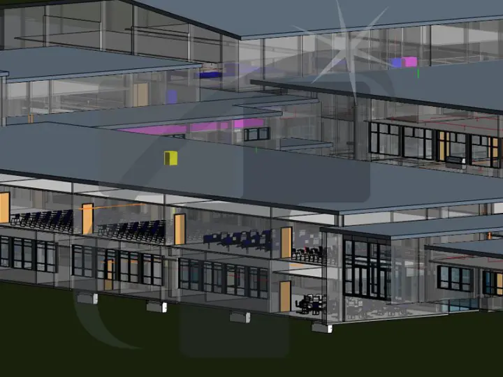 Architectural BIM Model Showing Building Massing And Structural Form