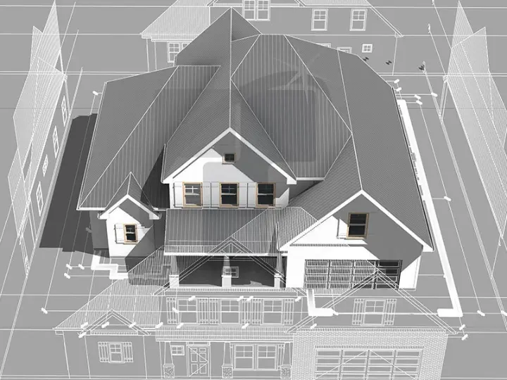 Architectural BIM Model Showing Building Sections And Vertical Elements
