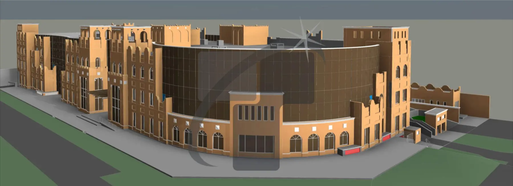 BIM Model Showing Multi Storey Building With Structural And Architectural Details