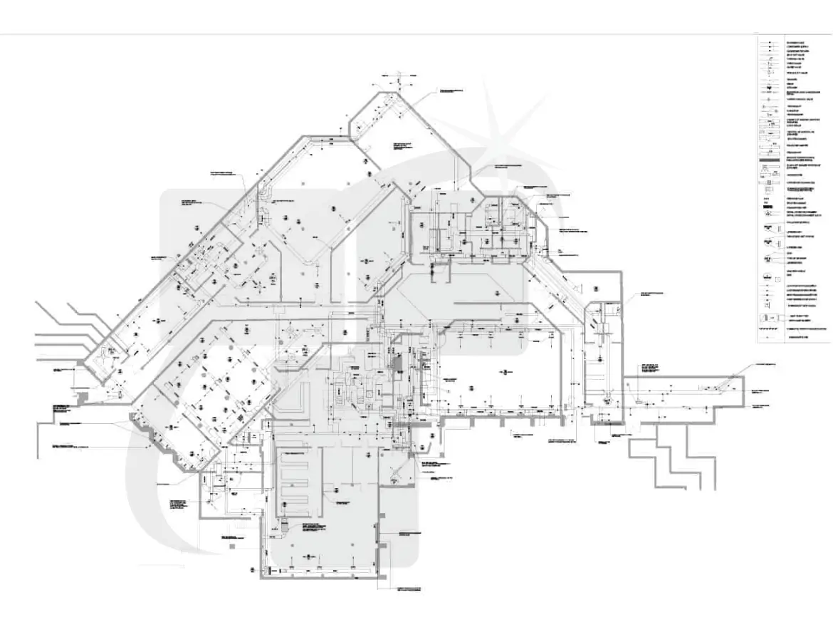 MEP CAD Drafting Drawing Showing Detailed Duct And Pipe Routing
