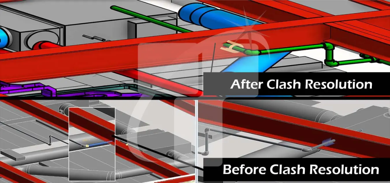 Detailed BIM Coordination Model Showing Intersecting MEP Systems