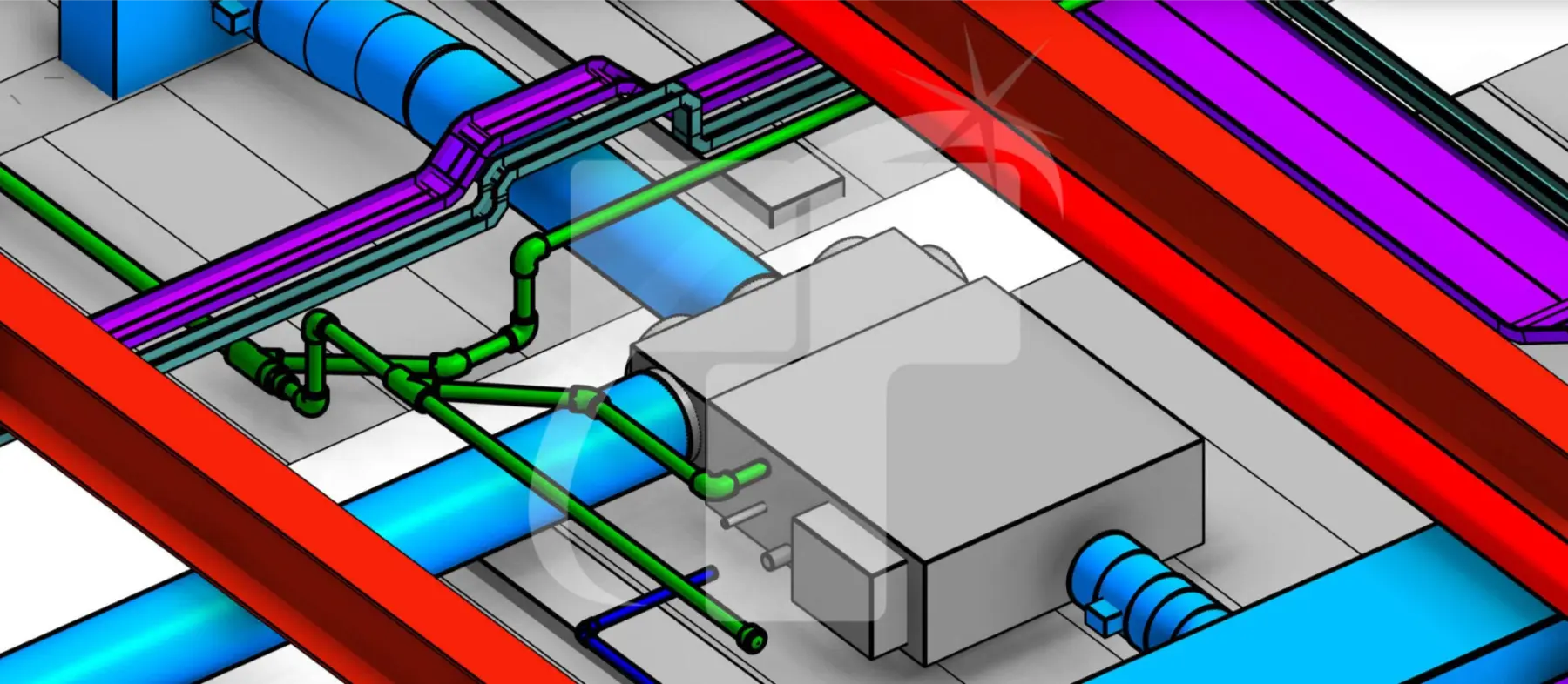 MEP Coordination Example Showing Organized System Layout And Alignment