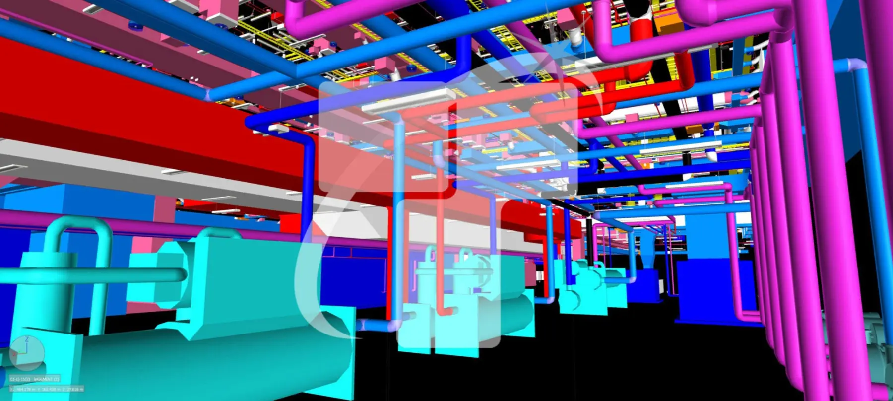 Coordination BIM View Demonstrating Clear Separation Of MEP Components