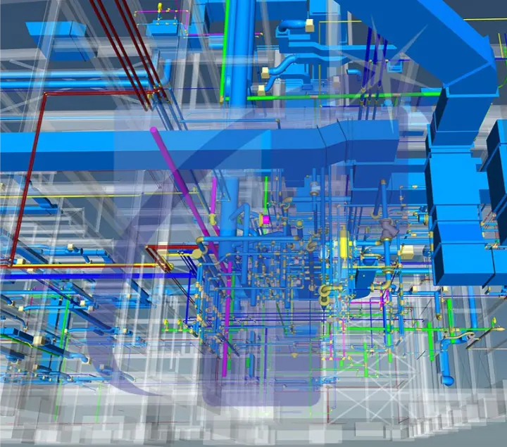 MEP BIM Model Showing Mechanical And Electrical System Integration