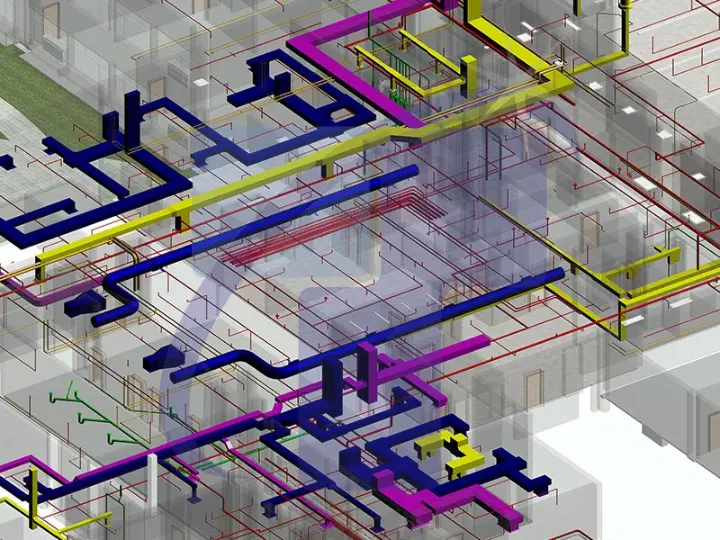 MEP BIM Model Showing Fully Coordinated MEP Design