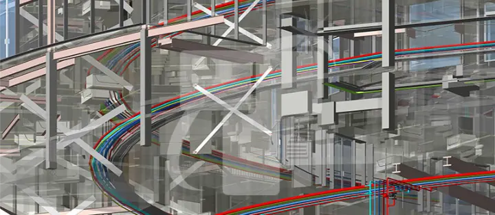 MEP BIM Model Showing HVAC Ductwork And Mechanical Equipment Layout