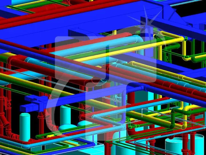 MEP BIM Model Showing Mechanical Room Equipment And System Arrangement