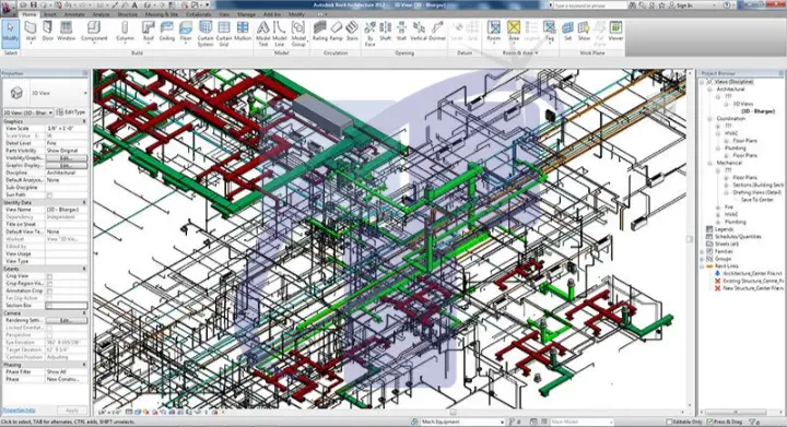 MEP BIM Model Showing Fire Protection System And Sprinkler Layout