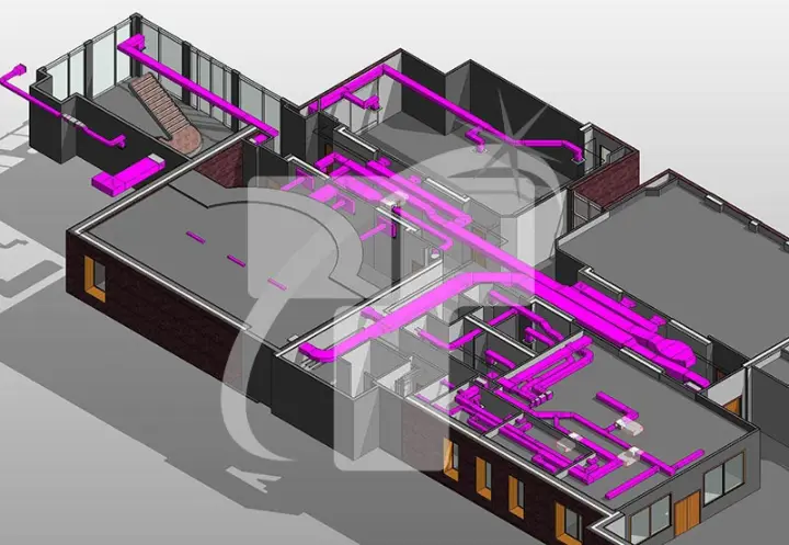 MEP BIM Model Showing Electrical Panel And Cable Routing