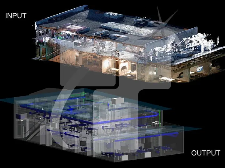 Point cloud based BIM model showing precise building geometry