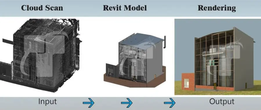 Scan to BIM process capturing architectural and structural details
