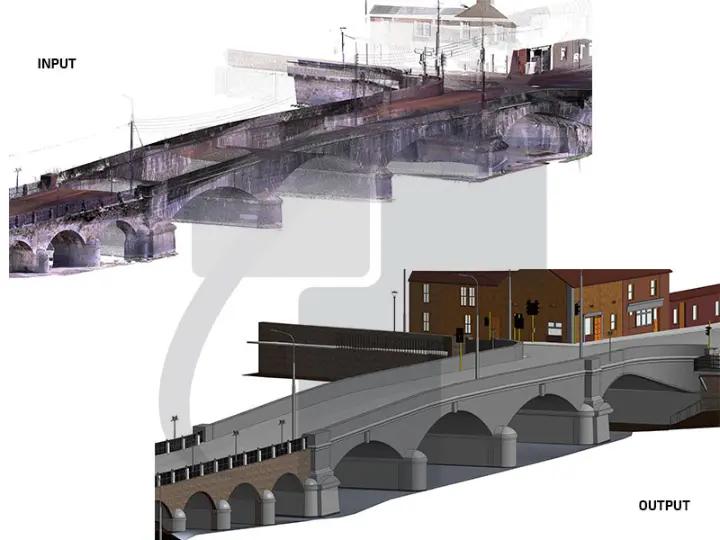 Laser scan BIM model showing measured building layout