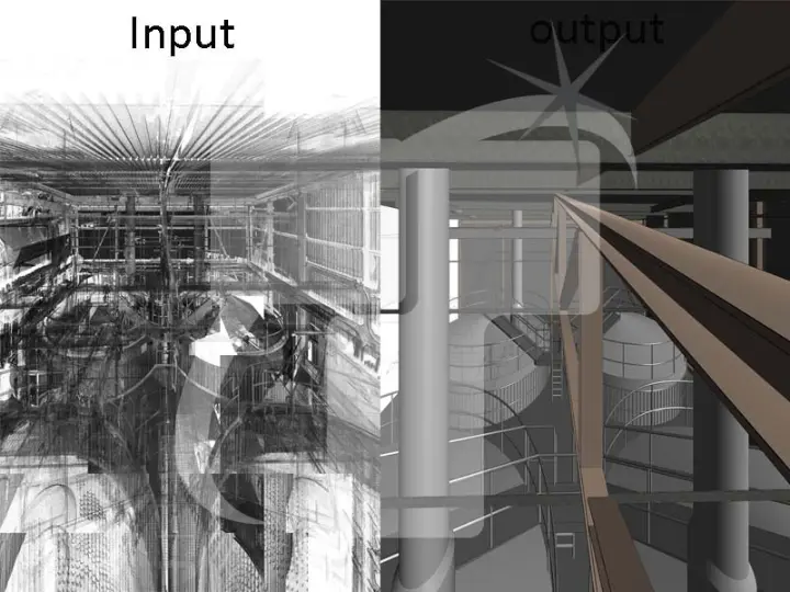 Point cloud to BIM model showing building envelope details