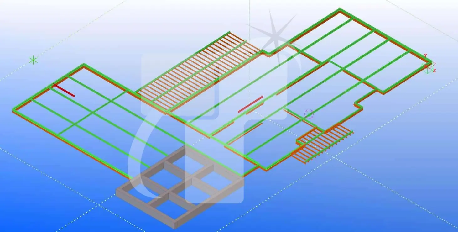 Structural engineering model showing finalized structural design
