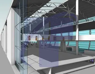 Structural BIM layout showing column grid and slab structure