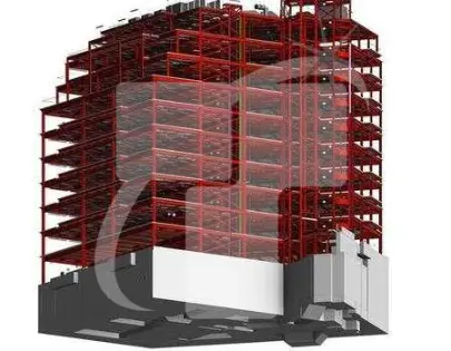 Structural BIM view illustrating overall structural coordination